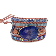 Handcrafted Multi-layer Leather Bracelet with Natural Stones