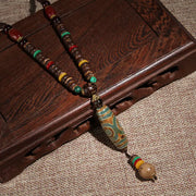 Vintage Bohemian Cotton and Linen Beaded Necklace