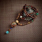 Vintage Bohemian Cotton and Linen Beaded Necklace