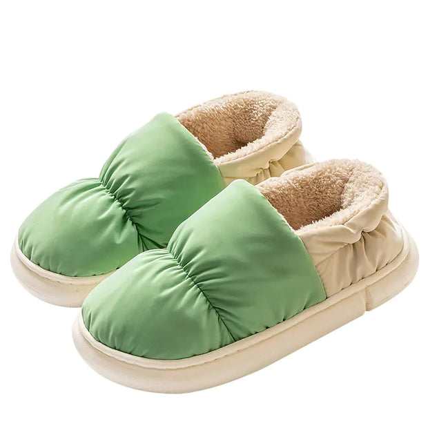 Warm Plush Cotton Women's Winter Slippers with Thick Sole