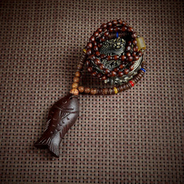 Vintage Bohemian Cotton and Linen Beaded Necklace