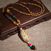 Vintage Bohemian Cotton and Linen Beaded Necklace