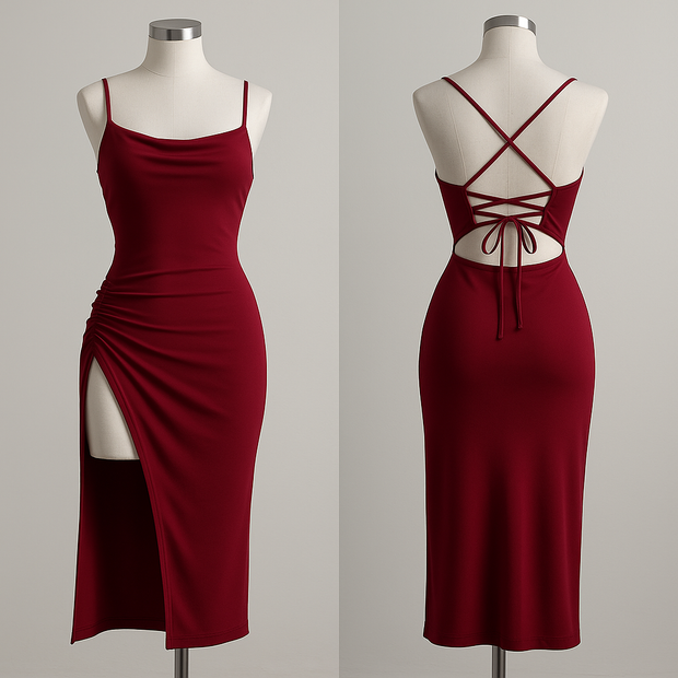 ✨ Robe Élegance Rubis – Sensuelle, Chic & Irrésistible