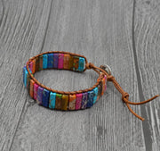Leather Beaded Bracelet with Natural Stones and Style