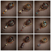 Vintage Bohemian Cotton and Linen Beaded Necklace