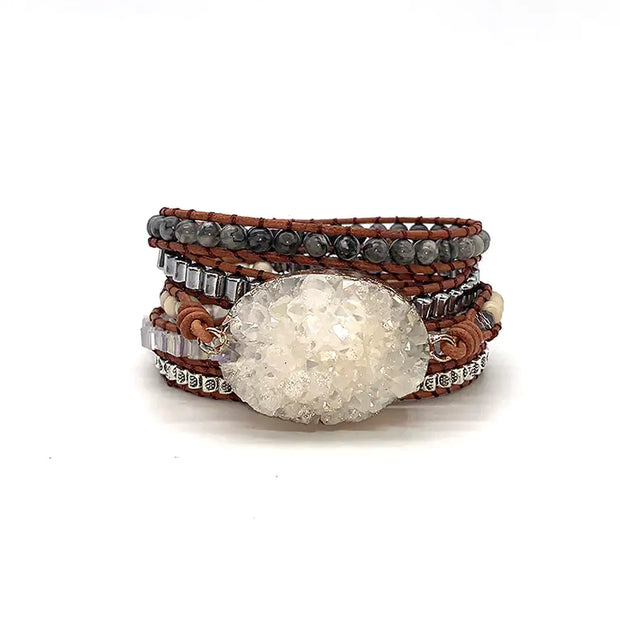 Vintage Beaded Stone Bracelet - Handmade Bohemian Style