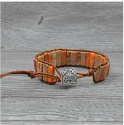 Leather Beaded Bracelet with Natural Stones and Style