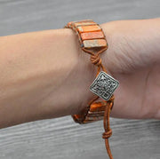 Leather Beaded Bracelet with Natural Stones and Style
