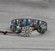 Leather Beaded Bracelet with Natural Stones and Style