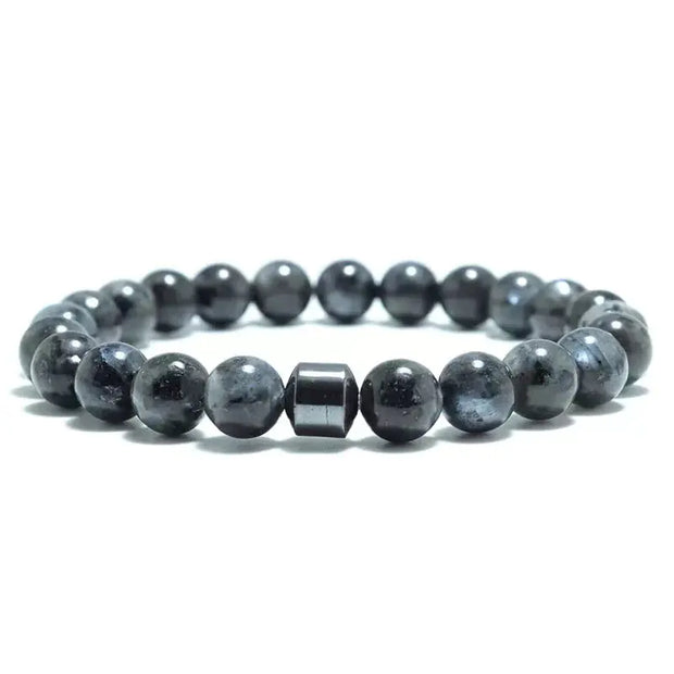 Men's 8mm Natural Stone Beaded Bracelet (Tiger Eye, Lava)