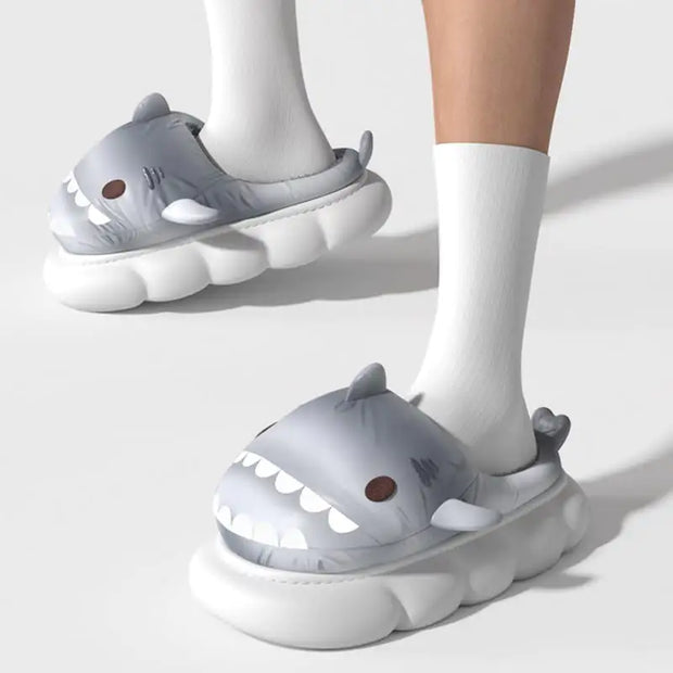 Shark Non-Slip Thick Bottom Cotton Slippers for Women