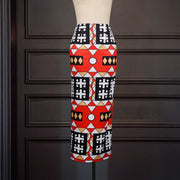 High Waist Large Size Slim Geometric Print Skirt