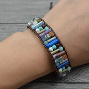 Leather Beaded Bracelet with Natural Stones and Style