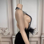 2025 Birthday Clothing High-end Sense Leak Back Split Fork Banquet Fish Tail Slim And Thin Temperament Sexy Performance Clothes