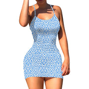 Women's Summer Floral Print A Line Short Cami Dress