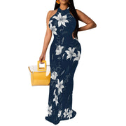 Women Sexy Bodycon Maxi Dress Tie Dye Beach Summer Dresses Halter Backless Vacation Long Sundress