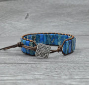 Leather Beaded Bracelet with Natural Stones and Style