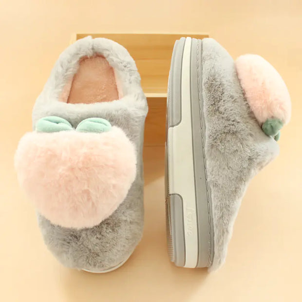 High-Heeled Thick-Soled Non-Slip Cotton Slippers
