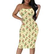 Summer Women's Sexy Sleeveless Spaghetti Strap Tank Dress Basic Tight Backless Bodycon Club Party Midi Dress