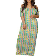 Plus Size Maxi Dresses for Curvy Women Summer Casual Loose Short Sleeve Long Beach Dress with Pocket