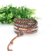 Vintage Beaded Stone Bracelet - Handmade Bohemian Style