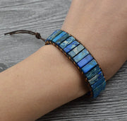 Leather Beaded Bracelet with Natural Stones and Style