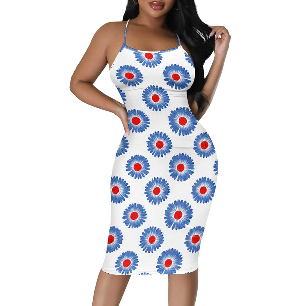 Summer Women's Sexy Sleeveless Spaghetti Strap Tank Dress Basic Tight Backless Bodycon Club Party Midi Dress