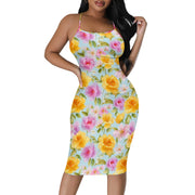 Summer Women's Sexy Sleeveless Spaghetti Strap Tank Dress Basic Tight Backless Bodycon Club Party Midi Dress