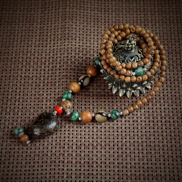 Vintage Bohemian Cotton and Linen Beaded Necklace