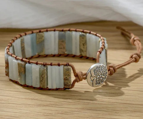 Woven Beaded Bracelet with Natural Stones