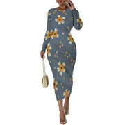 Women's Casual Basic Pencil Dress Sexy Long Sleeve Bodycon Midi Club Dress