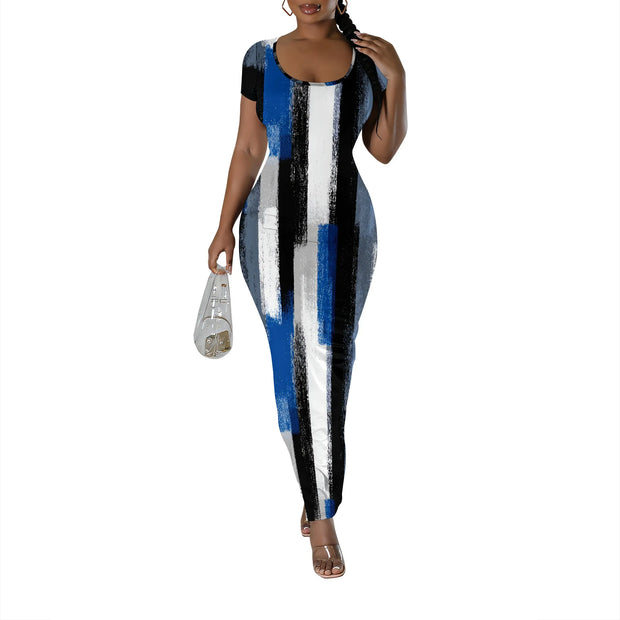 Womens Summer Casual Sexy Short Sleeve Bodycon Dress Basic Pencil Midi Club Dresses