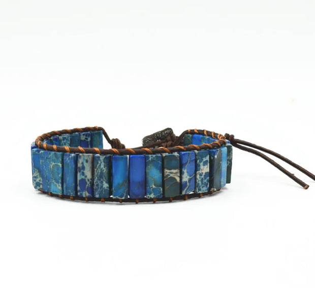 Leather Beaded Bracelet with Natural Stones and Style