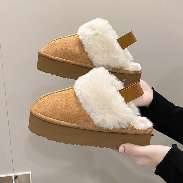 Women's Winter Thick Sole Fleece Slippers with Anti-Slip