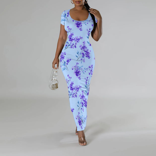 Womens Summer Casual Sexy Short Sleeve Bodycon Dress Basic Pencil Midi Club Dresses