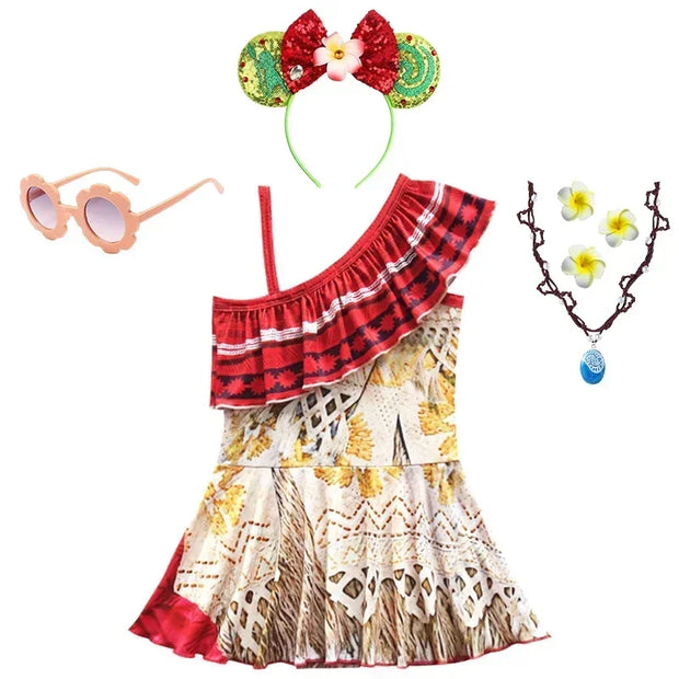 Summer Fairy Princess Moana Swimwear Girl Swimsuit Infant Baby Swimsuits Girls Beach Bikini Party Clothes Kids Bath Clothing Set