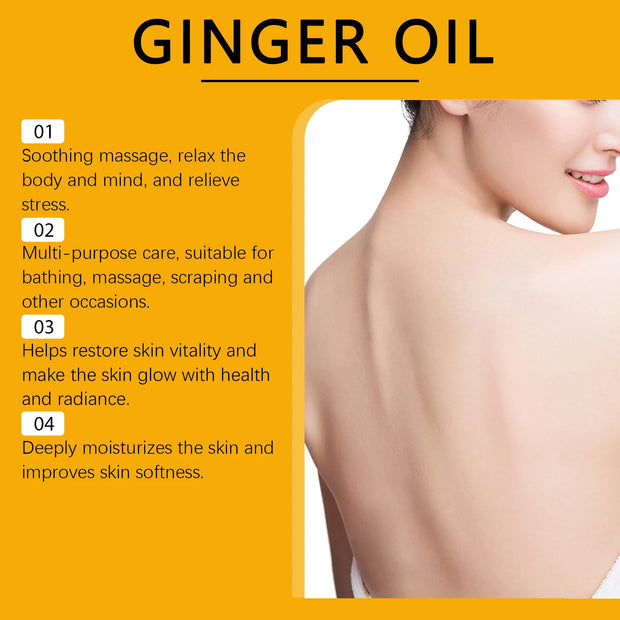 Ginger Essential Oil For Relaxing Body Massage Oil ﻿Relieve Muscle Fatigue Improve Rough Repair Damaged Skin Hydrating Essence