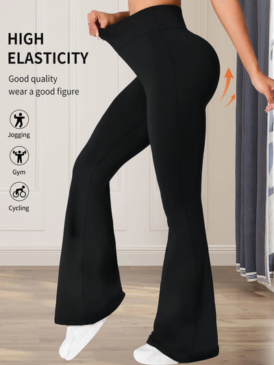 Women's spring and summer high waisted tight fitting flared pants, slim leg long black pants, thin wide leg pants for slim women