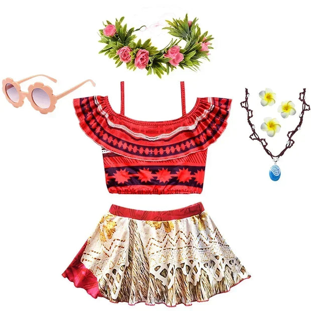 Summer Fairy Princess Moana Swimwear Girl Swimsuit Infant Baby Swimsuits Girls Beach Bikini Party Clothes Kids Bath Clothing Set
