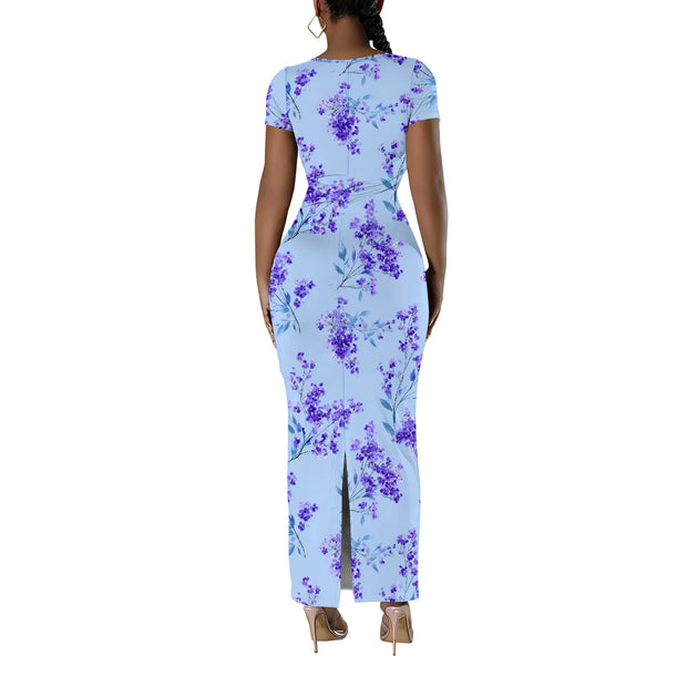 Womens Summer Casual Sexy Short Sleeve Bodycon Dress Basic Pencil Midi Club Dresses