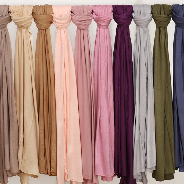 28Color Modal Cotton Jersey Hijab Scarf Ramadan Long Muslim Shawl Plain Solid Soft Turban Wraps For Women Headband