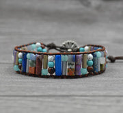 Leather Beaded Bracelet with Natural Stones and Style