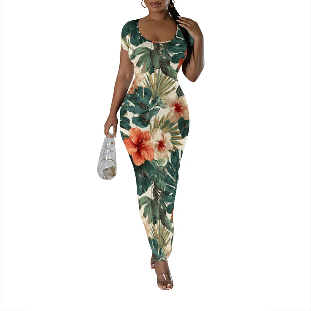 Womens Summer Casual Sexy Short Sleeve Bodycon Dress Basic Pencil Midi Club Dresses