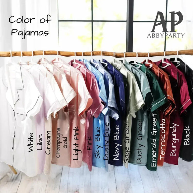 Bridesmaid Satin Pajamas Set Customized Birthday Pajamas Set, Monogram Pajamas, Pajamas set for Her, Girls Birthday Party