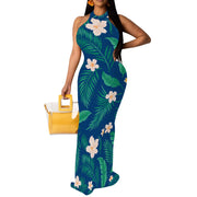 Women Sexy Bodycon Maxi Dress Tie Dye Beach Summer Dresses Halter Backless Vacation Long Sundress