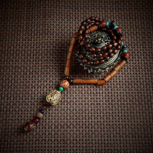 Vintage Bohemian Cotton and Linen Beaded Necklace