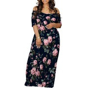 Plus Size Maxi Dresses for Curvy Women Summer Casual Loose Short Sleeve Long Beach Dress with Pocket