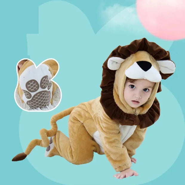 Cute Lion Jumpsuit for Baby Boys Girls Baby Lion Cub Costume Boys Infant Toddler Flannel Winter Pajamas Outfit Hoodie Romper