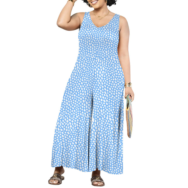 Women's Jumpsuits Overalls Wide Leg Casual 2025 Rompers Sleeveless Smocked One Piece High Waist Loose Fit with Pockets