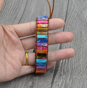 Leather Beaded Bracelet with Natural Stones and Style